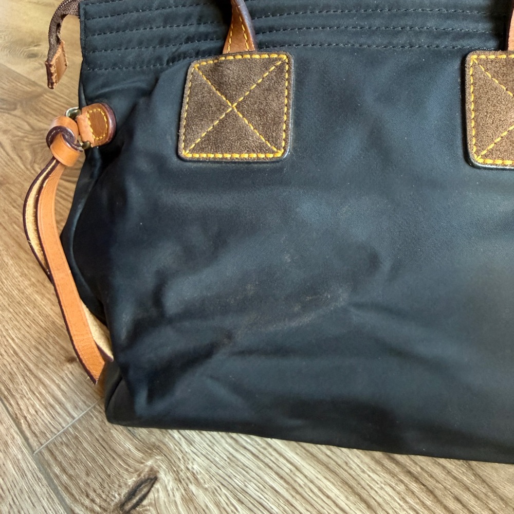 Dooney & Bourke Black with Brown Leather Trim Nylon shoulder tote bag - Picture 7 of 16